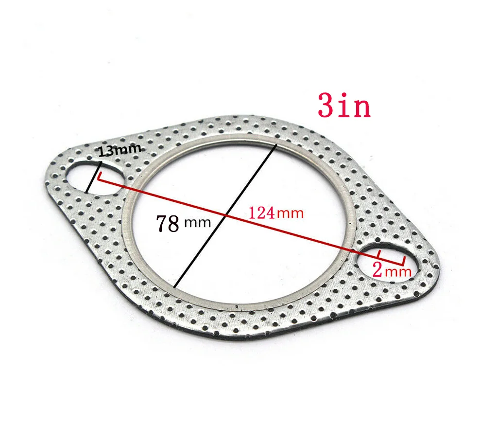 5 PCS New 2 Bolt High Temperature Exhaust Gasket With Fire Ring 3