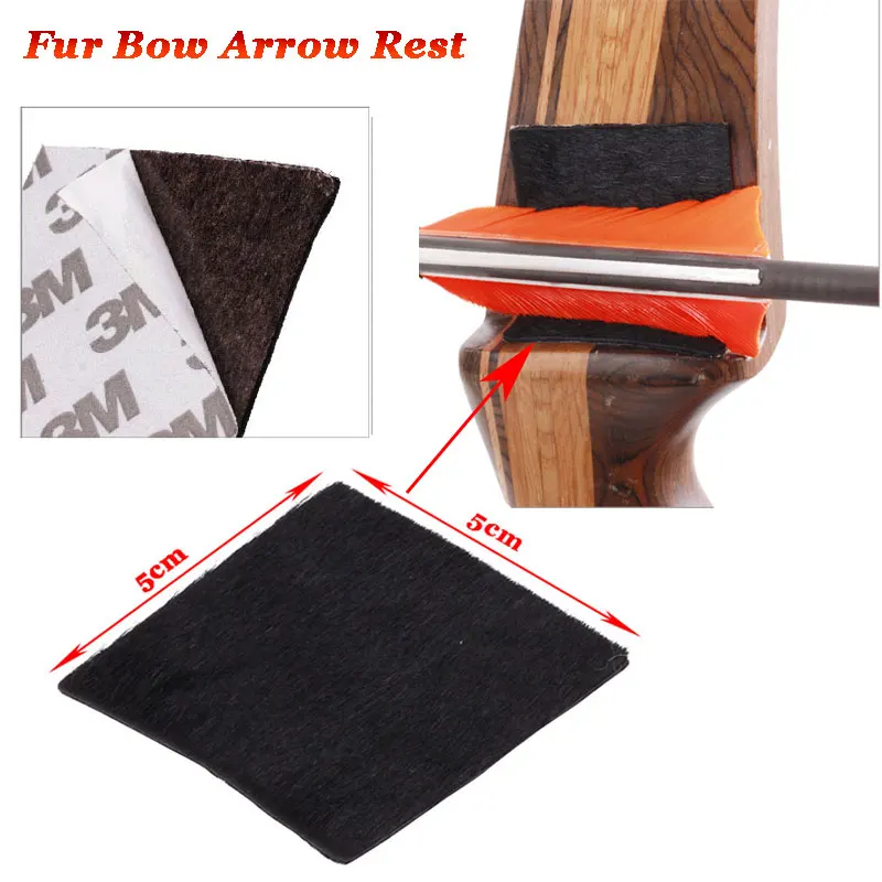 Bow Arrow Rest 5x5cm Self-adhesive Smooth Fur Arrow Rest Recurve Bow Left/Right Hand Easy Installation Archery Bow Accessory