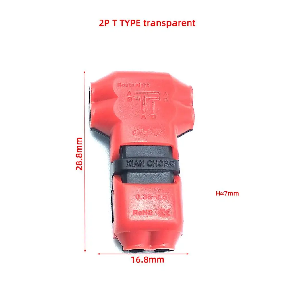 LEDストリップ用クイックコネクタ,2方向,取り付けが簡単,溶接なし,ネジなし,2ピン,DC,300v,10a,18-22awg, 5個