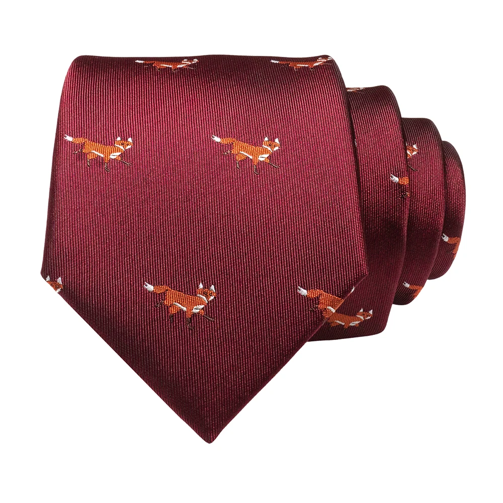 JEMYGINS New Design Animal Tie For Men Silk Woven Necktie 8cm Cartoon Dinosaur Fox Jacquard Fashion Party Wedding Gravata gift