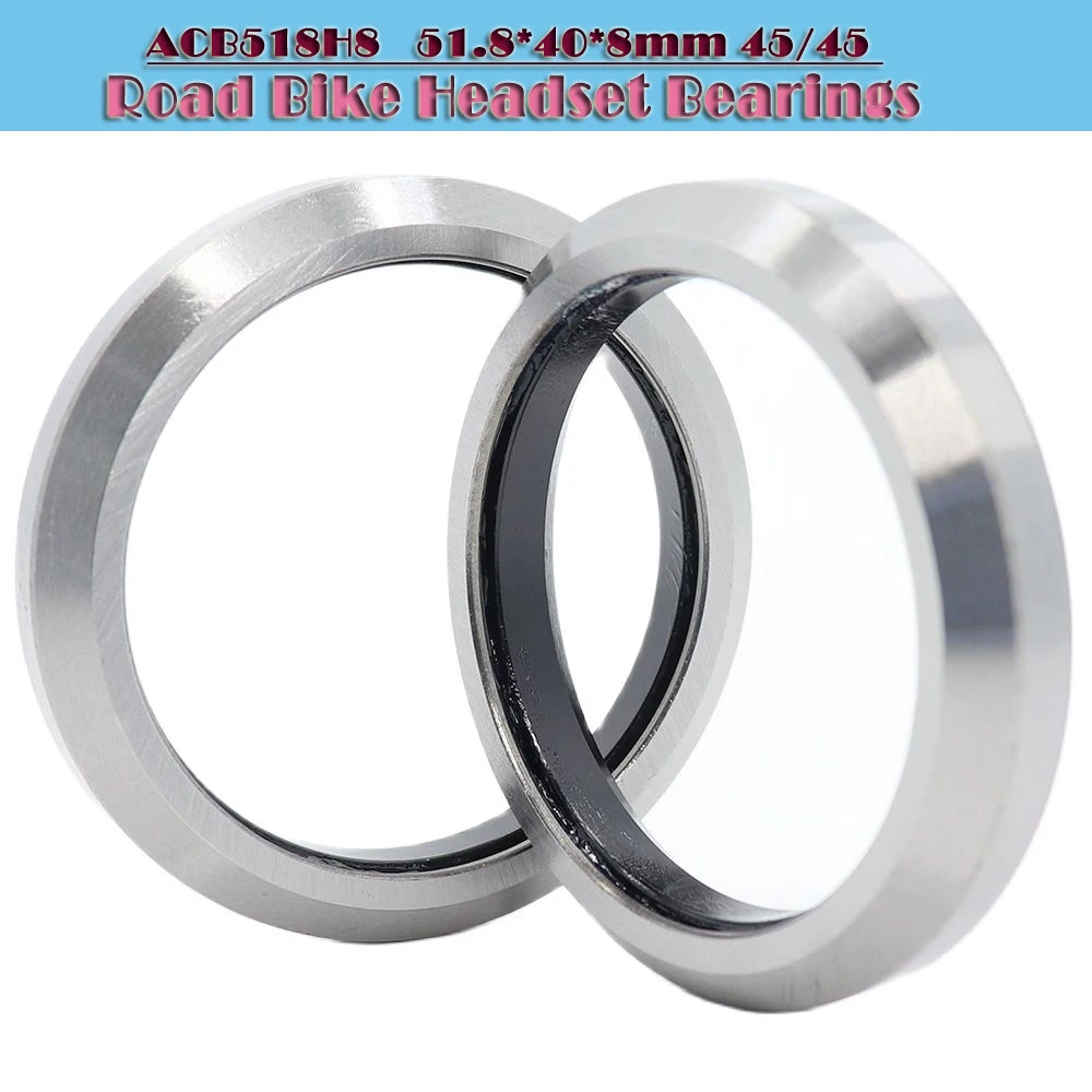 ACB518H8 Road Bike Headset Bearings 40*51.8*8 mm 45/45 Degree Chrome Steel Tapered Upper Lower ACB Bearing Set