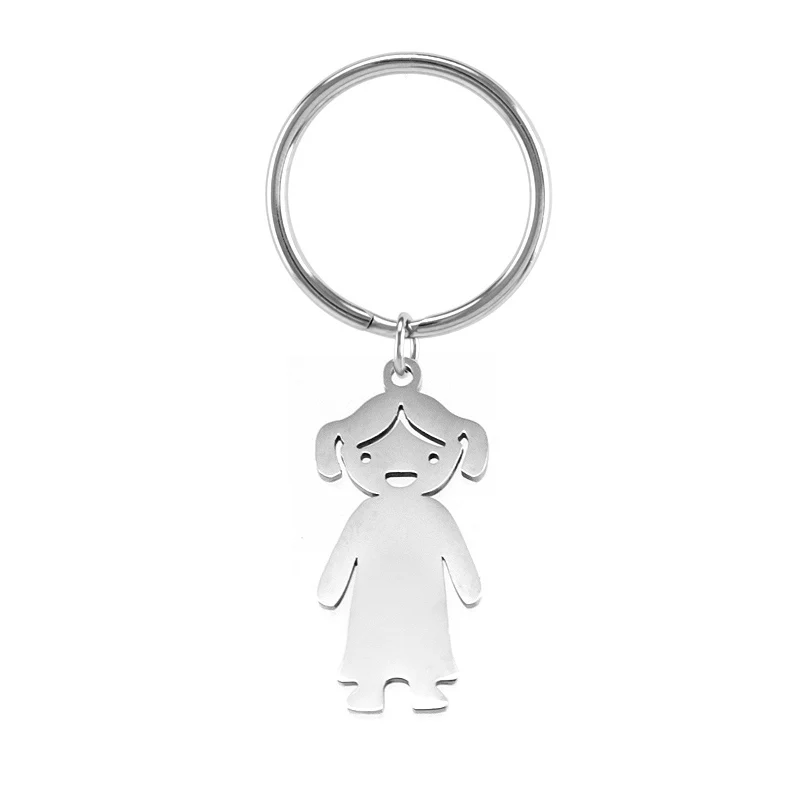 Boy Girl keychain Love Son Daughter Gifts Stainless Steel Pendants daily keychain For Children Kids