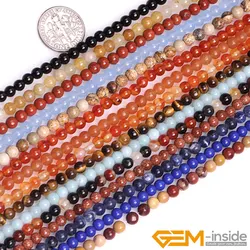 Natural Stone 4mm Round Small Tiny Spacer Beads For Jewelry Making Strand 15 Inch DIY Jewelry Accessorries Bead Tiger Eye Agates