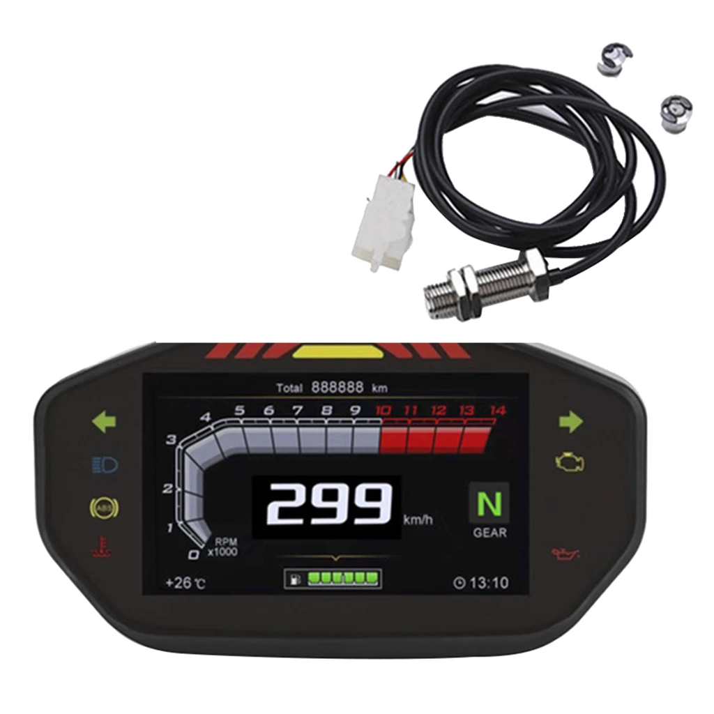 

Universal Motorcycle LCD Speedometer Digital Odometer Backlight 157mm For 1,2,4-cylinder motorcycles Speedometer Gauge Odometer