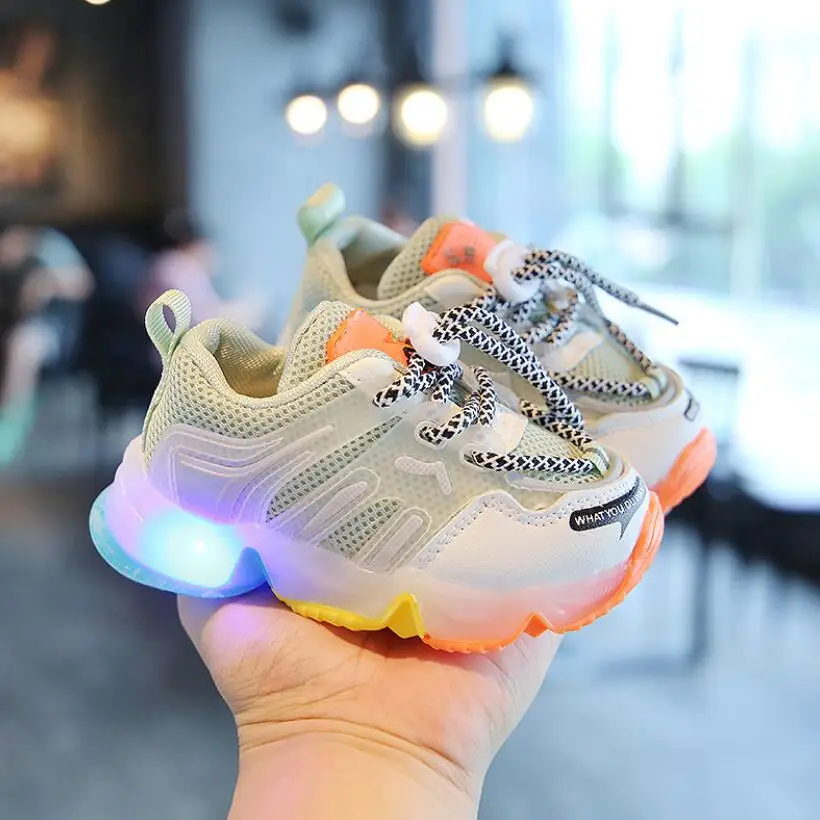 Baby Led Light Up Shoes Girls Breathable Glowing Sneakers Boys Anti-slippery Sneakers Children Luminous Casual Shoes