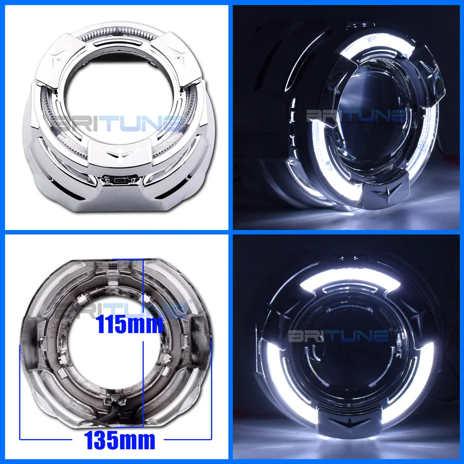 Britune 3.0 Angel Eyes Projector Shrouds For Q5 D2S Lens/Hella 3R G5 Headlight Lenses LED Bezel Car Lights Accessories DIY