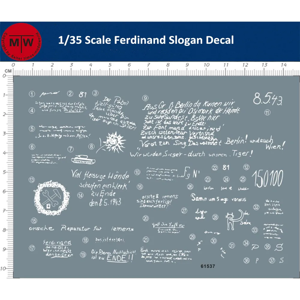 Decalcomania con Slogan in scala 1/35 tedesco per Kit modello serbatoio 61537
