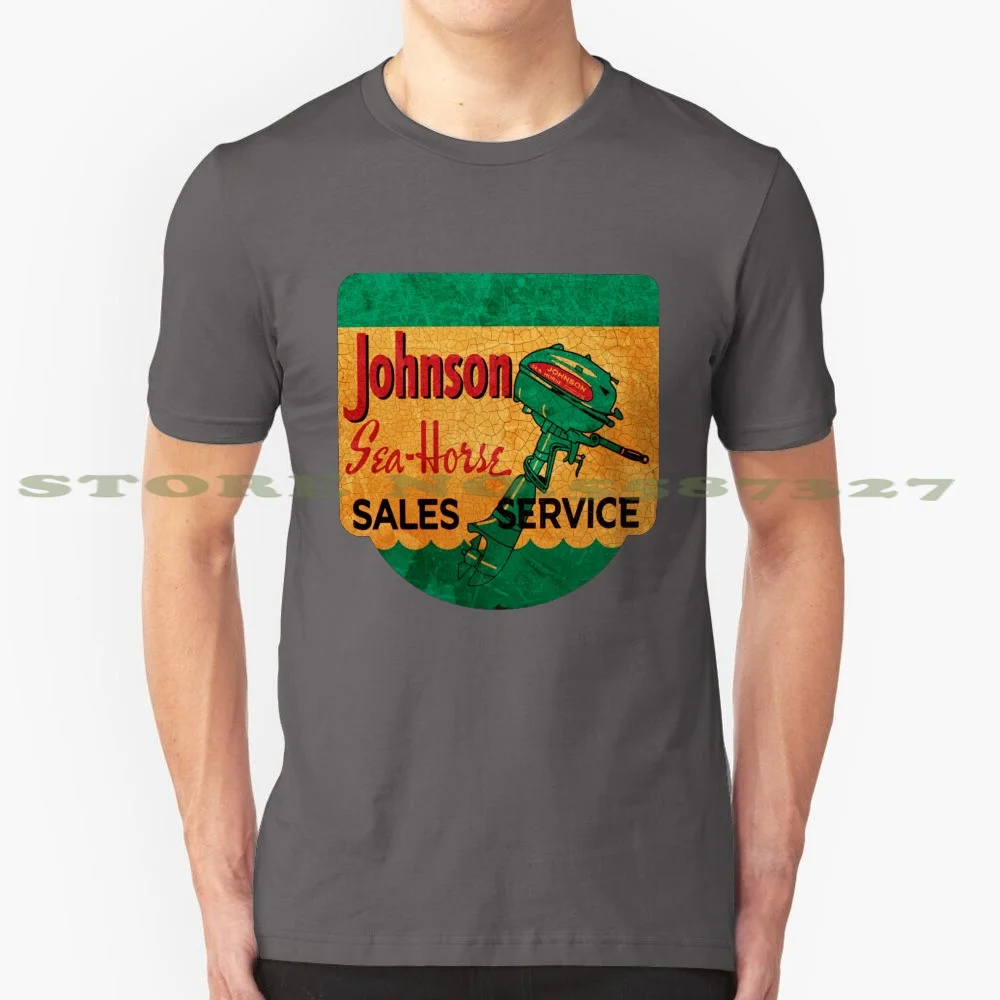 Johnson Seahorse Vintage Outboard Motors Usa 100% Cotton T-Shirt Johnson Seahorse Vintage Outboard Motors Usa Oliver Michael