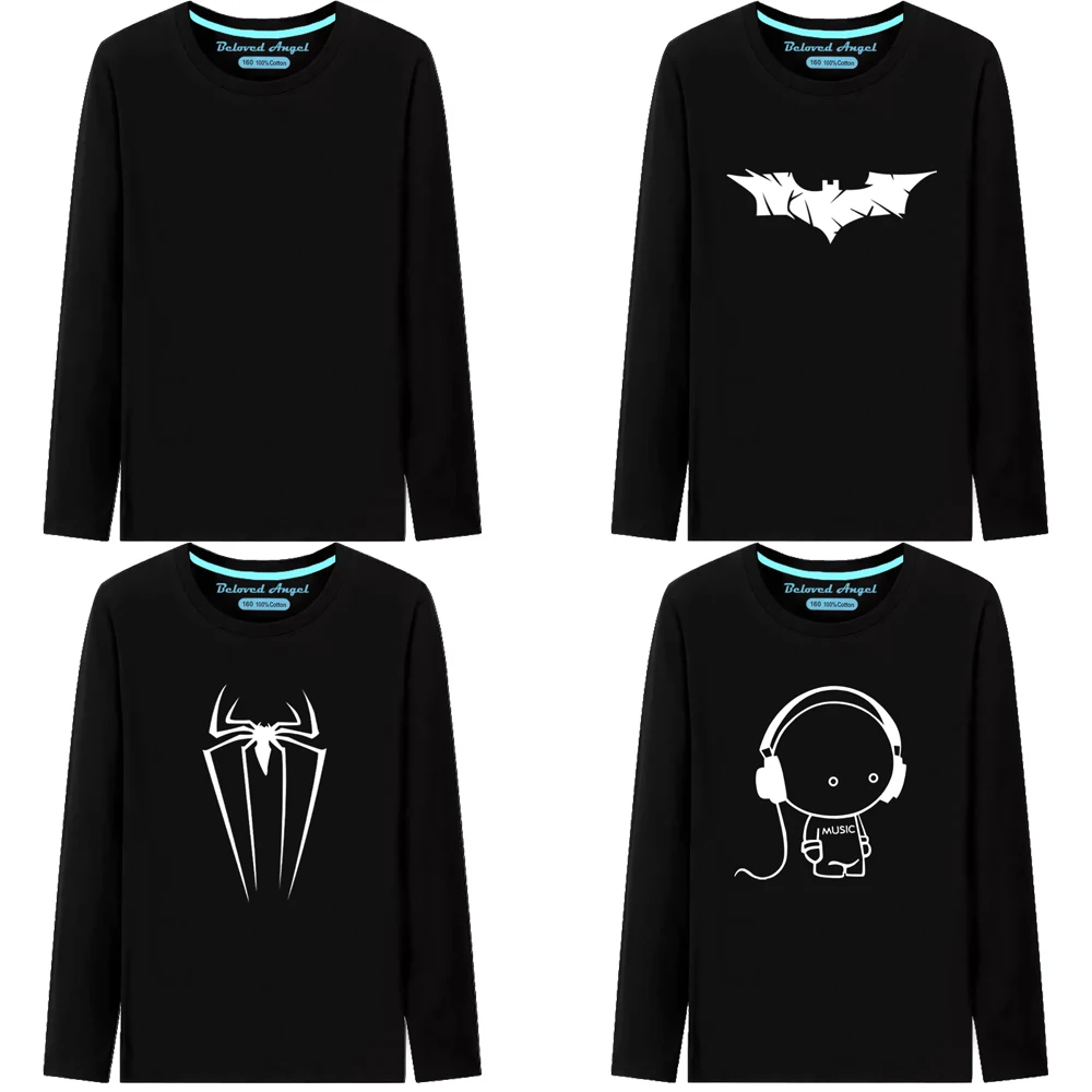 

Cartoon Kids Luminous T-shirt Boys Girls Children Cute Long Sleeve Clothing New Game Crew Print Toddler Baby Cotton Clothes