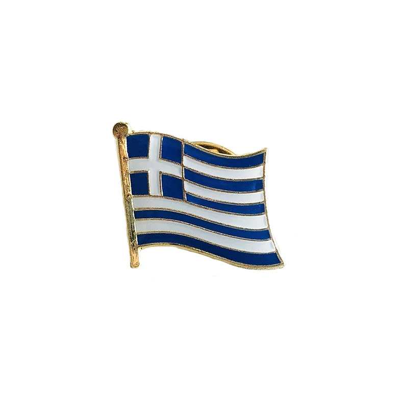Greece National Flag Crystal Epoxy Metal Enamel Badge Brooch  Collection Souvenir Gifts  Lapel Pins Accessories  Size1.6*1.9cm