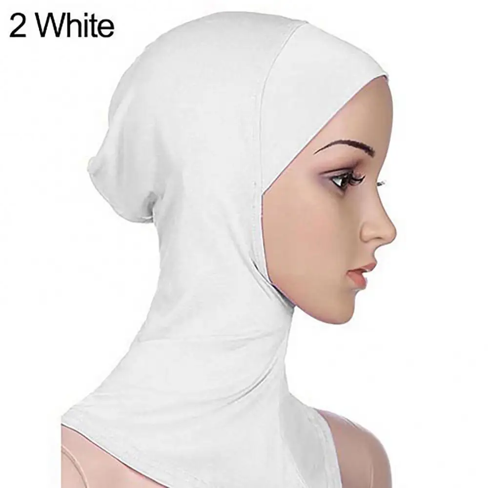 Women Soft Solid Color Full Cover Scarf Cap Underscarf Neck Head Bonnet Hat Accessories