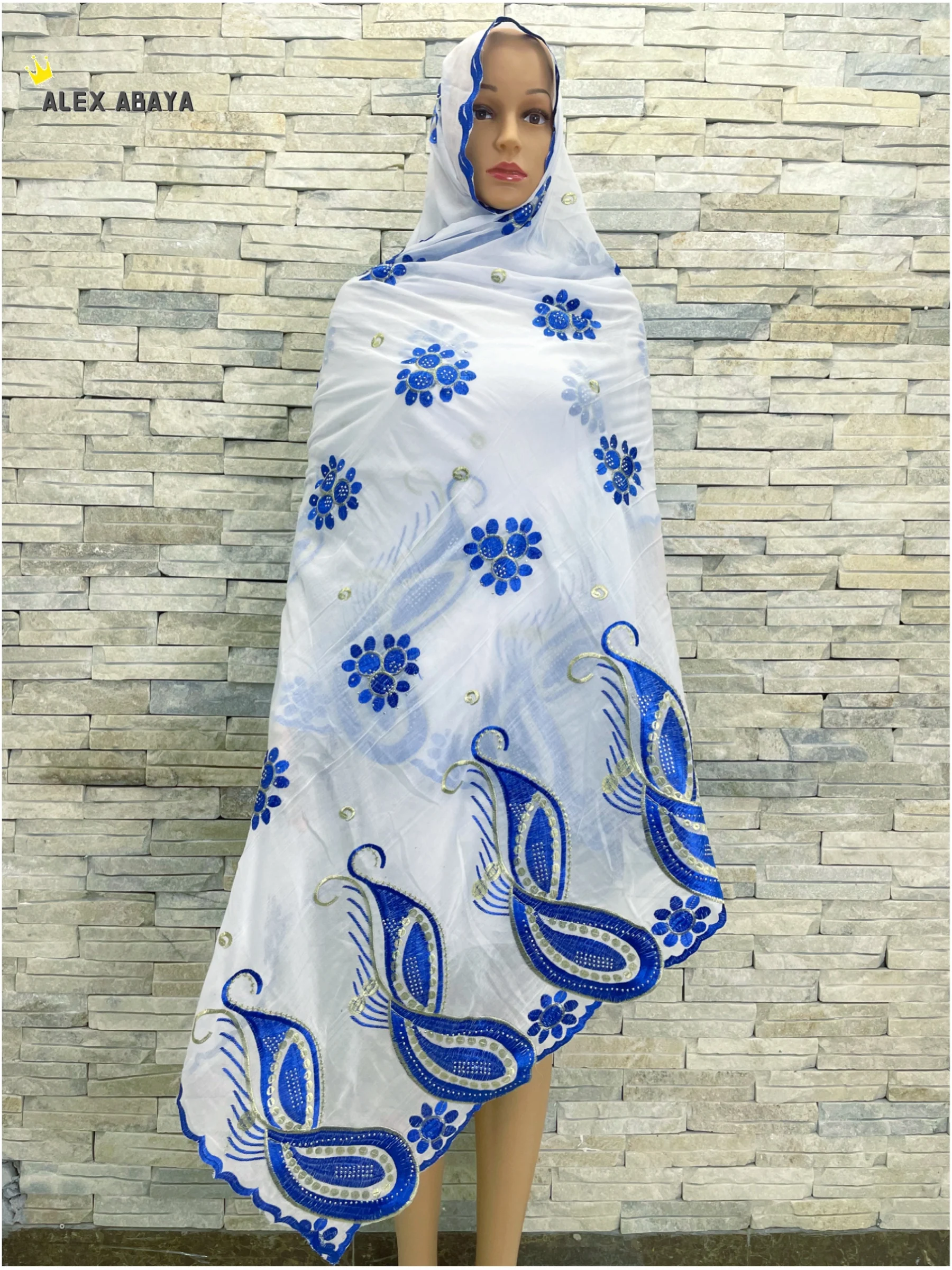 

African Cotton Embroidery Shawl for Women, Winter Scarf, Hijabs, Muslim Fashion Headscarf, Turkey and India Shawl, 2022