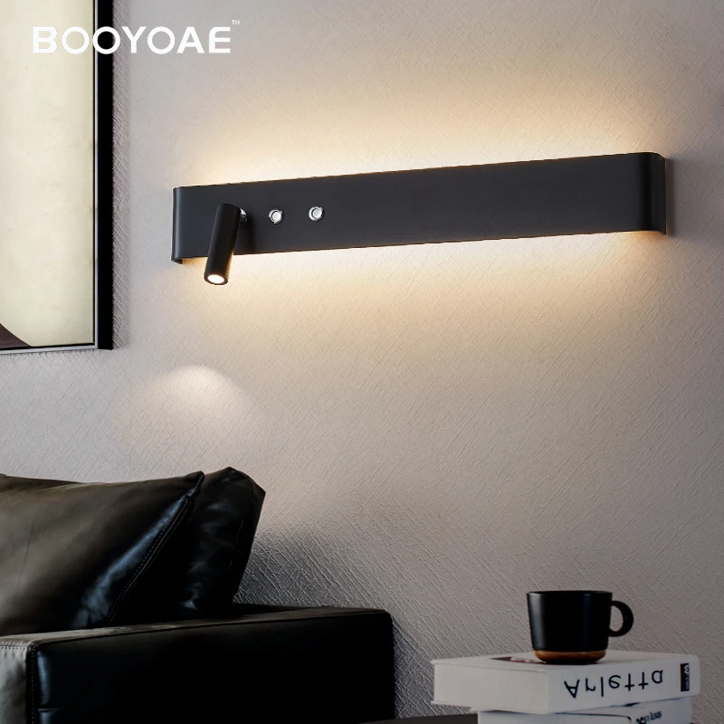 Modern Wall Lamp With Switch For Room Bedroom Bedside Hotel Lighting Sconce Indoor black white Rotatable wall light decoration