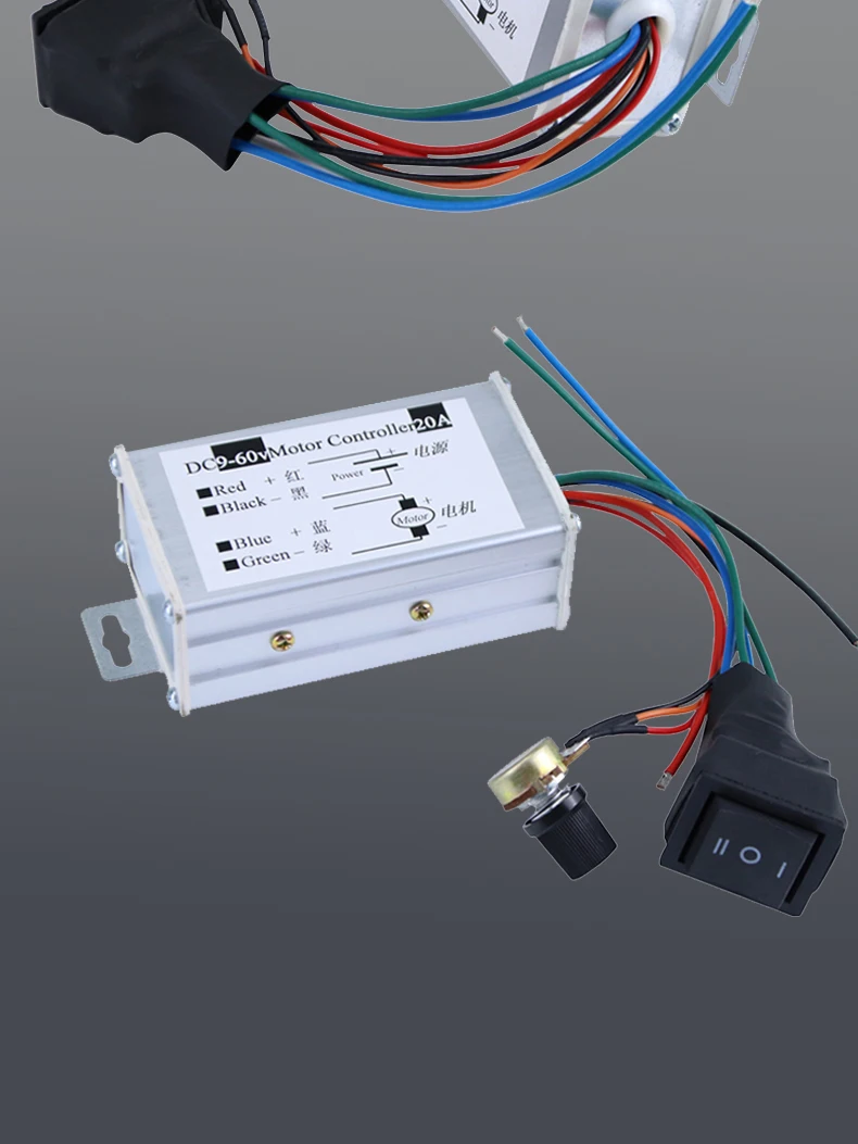 DC9-60VPWM تعديل منظم سرعة التحكم في محرك التيار المستمر 20A إيجابي/سلبي قابل للتعديل سرعة عالية الطاقة 1200 واط وحدة تحكم المحرك