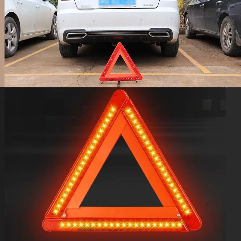 Triangle d'iode LED pliable, sécurité, alarme de sécurité d'urgence, arrêt de danger, panneau de signalisation rouge, trépied de véhicule