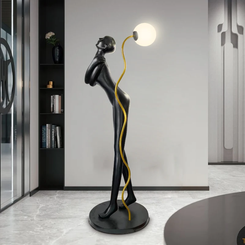 Creative Human-Shaped Art Sculpture Floor Lamp Designer Exhibition Hall Shopping Mall Club Large FRP Figure Decoration