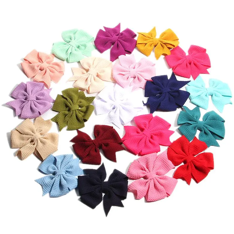 

50PCS New 9CM 3.5" Solid Bubble Seersucker Waffle Hair Bows Clip For Kids Girls Hair Accessories Bow Knot Boutique Head Wear