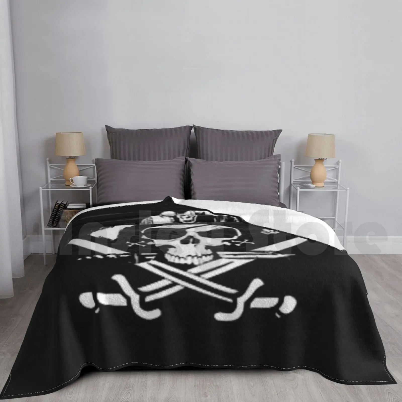 Pirate Blanket Fashion Custom Pirate Pirates Caribe Sea Ocean Caribean Skull Skulls Sword Pirate Ship