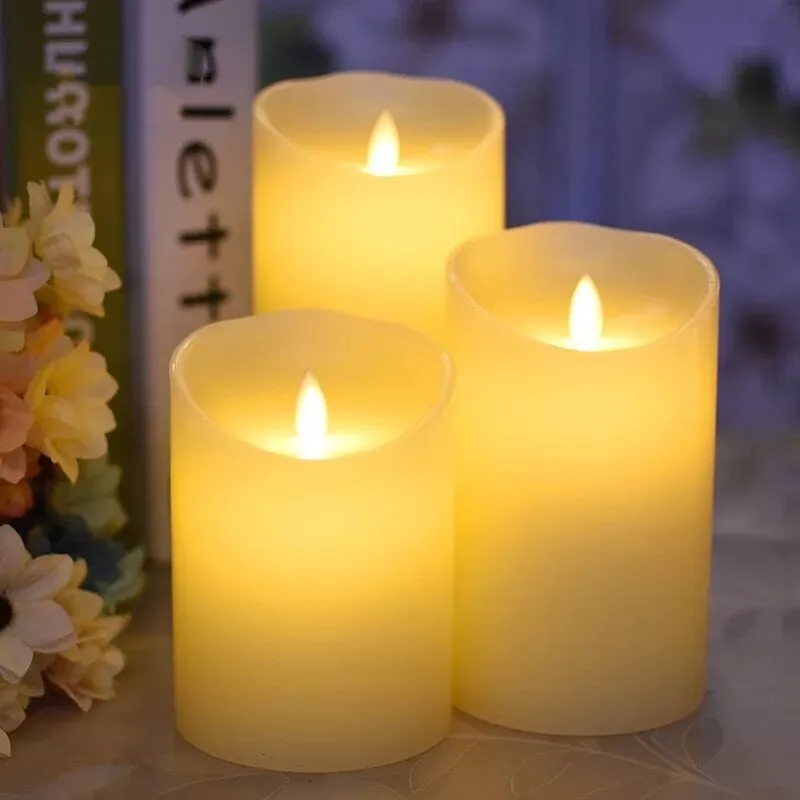 

(Dia.)10CM Flickering Flameless Pillar LED Candle Light Remote control moving wick melted edge Wedding Xmas BarParty Vary Height