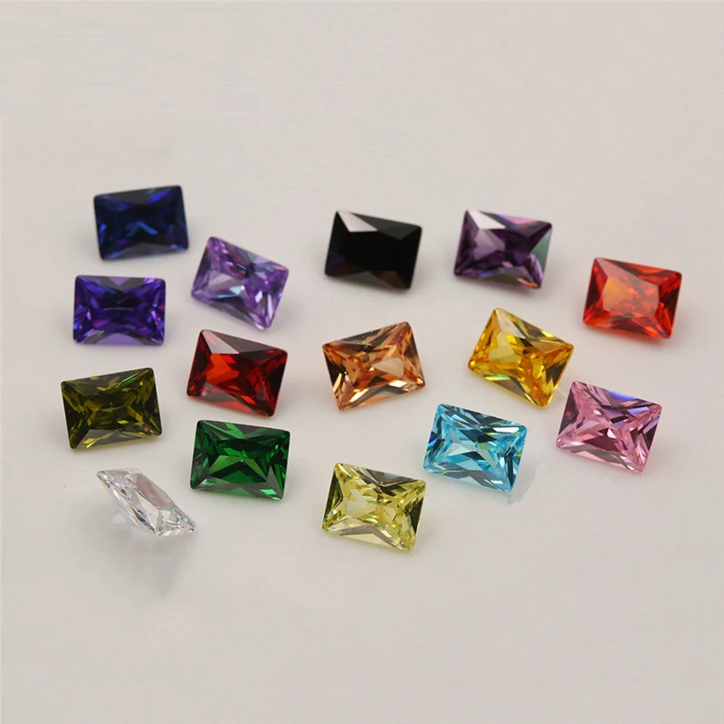 15 Colors/Lot AAAAA Rectangle Cubic Zirconia Stone 4x8~7x14mm Brilliant Cut Loose Synthetic Gems Beads For Jewelry DIY Making