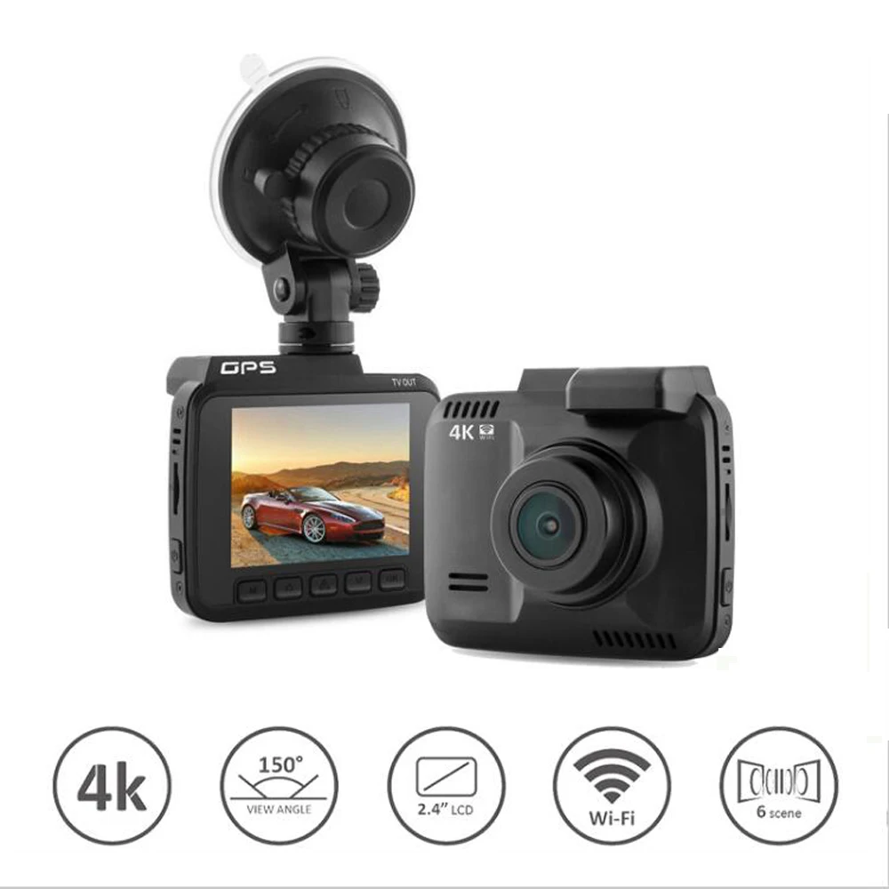 

Wifi Car DVR camera DVR Recorder Dash Cam G-sensor 2.4" Novatek 96660 Camera Built in GPS Camcorder 4K 2880x2160P