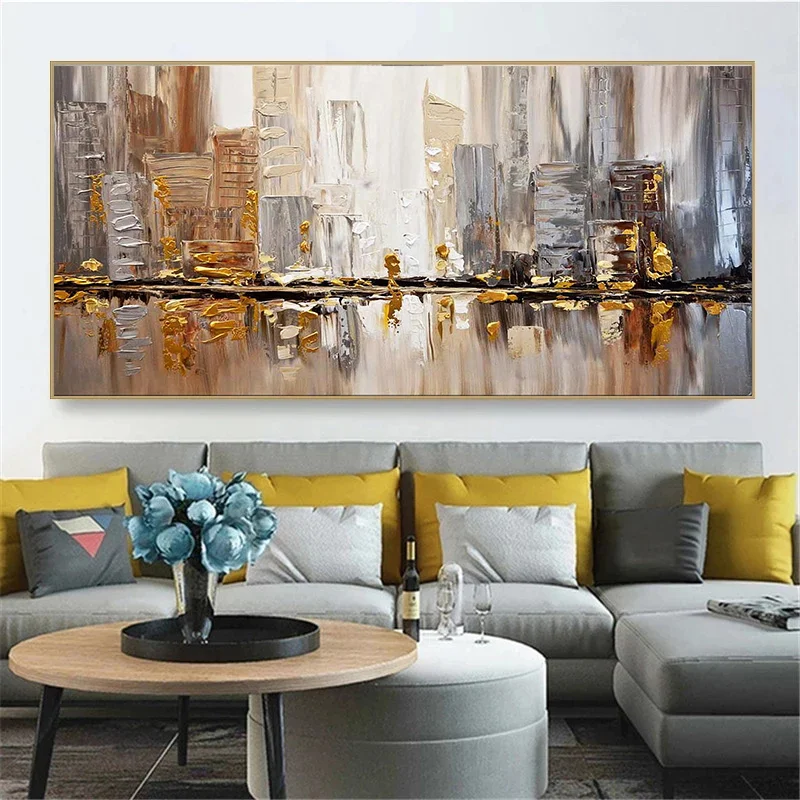 GATYZTORY40x80cm Frame Diy Painting By Numbers City Corrugation Painting Acrylic Paint By Numbers Large Size For Living Room Art