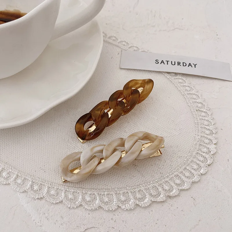 2Pcs/Set Korea Fashion Imitation Pearl Hairpins Women Vintage Acrylic Chain Hair Clips For Girls Hair Accessories Gifts Jewelry