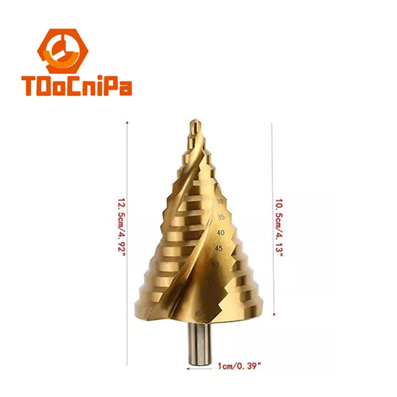 

Steel Drill Bit Spiral Groove Cone Drill Bit Hole Cutter Pagoda Metal Steel 6-65mm Large Titanium Coated Step Drill HSS