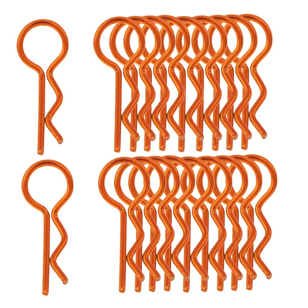 20pcs Stainless Steel Body Clips R Pin Shell For 1/10 1/12 1/8 RC Car - Orange