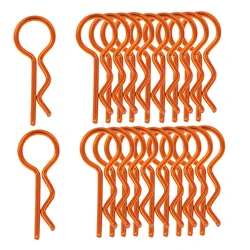 Clips de carrocería de acero inoxidable, carcasa de Pin R para coche RC 1/10, 1/12, 1/8, naranja, 20 Uds.