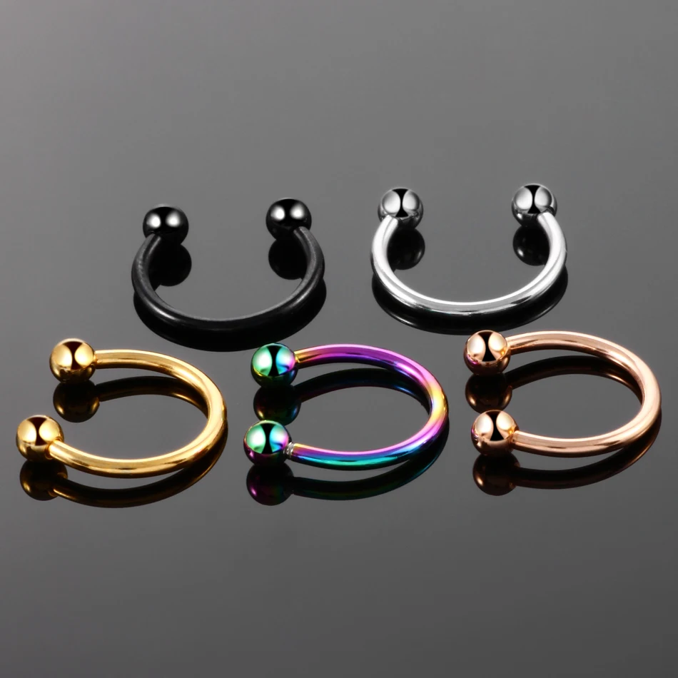 2pcs/lot Steel Ear Piercings Nose Rings Piercing Horseshoe Spike Ear Septum Helix Nariz Lip Eyebrow Tragus CBR Piercings Jewelry
