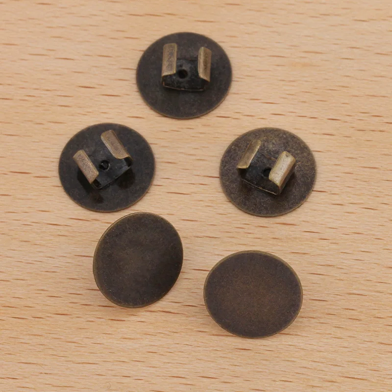 50pcs Blank Hair Ring Holders Cuffs Findings 18mm Flat Circle Glue Pad Cameo Cabochons Bases for Elastic Hair Band Headband DIY