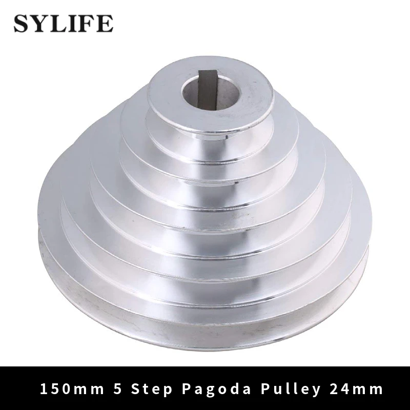 

24mm Bore 54mm-150mm Outter Dia Aluminum 5 Slot A Type V-Shaped Pagoda Pulley 5 Step Pulley Belt 12.7mm Belt Width
