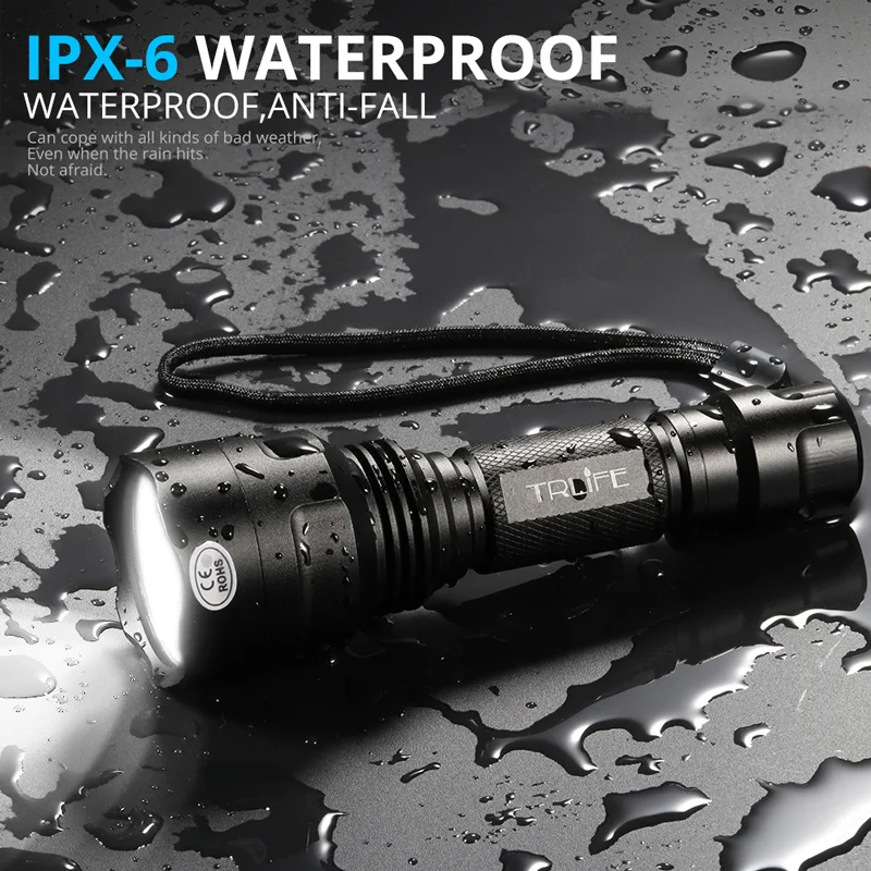 Waterproof C8 1 Mode Professional Hunting Flashlight Tactical Flash Light  T6 L2 LED Torch Aluminum Hiking for Camping Use 18650