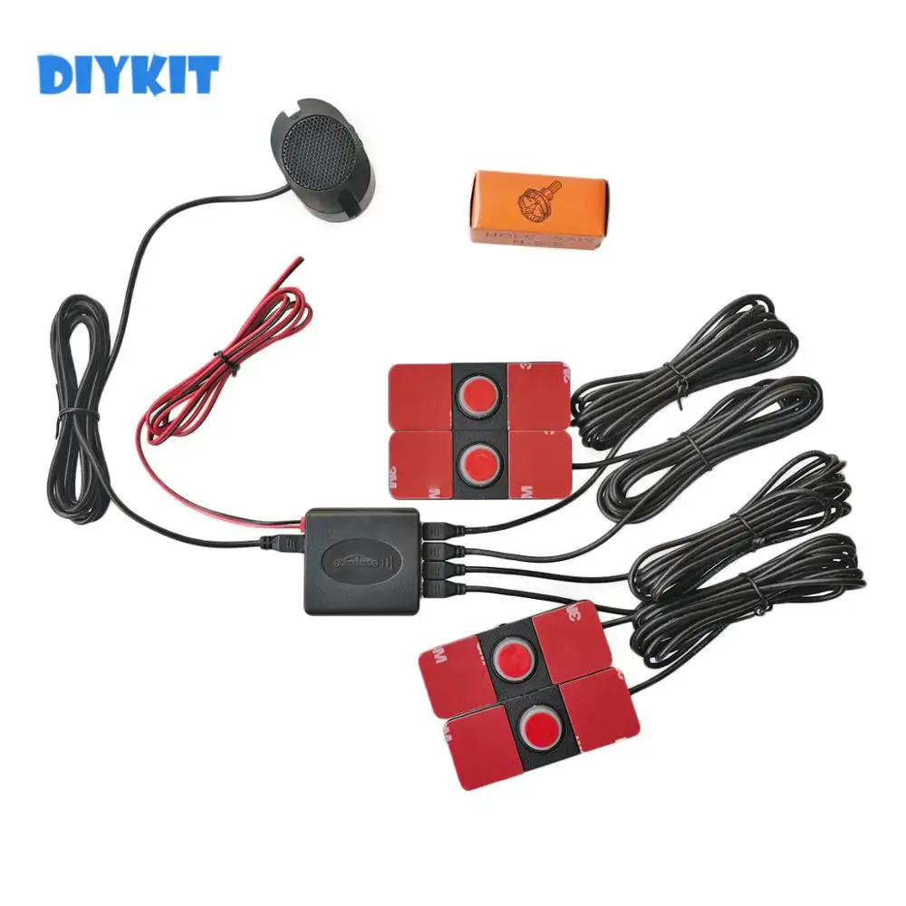 

DIYKIT Car Parking Sensor Parking Radar Intelligent Parking Assistance 14mm Flat Sensors Reverse Radar Sound Buzzer Alarm Sound
