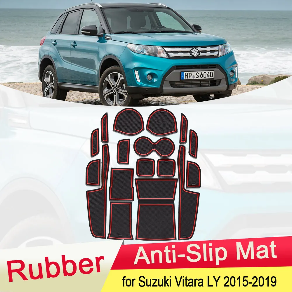 

for Suzuki Vitara LY 2015 2016 2017 2018 2019 Rubber Anti-slip Mat Door Groove Cup Pad Gate Slot Cushion Coaster Car Accessories