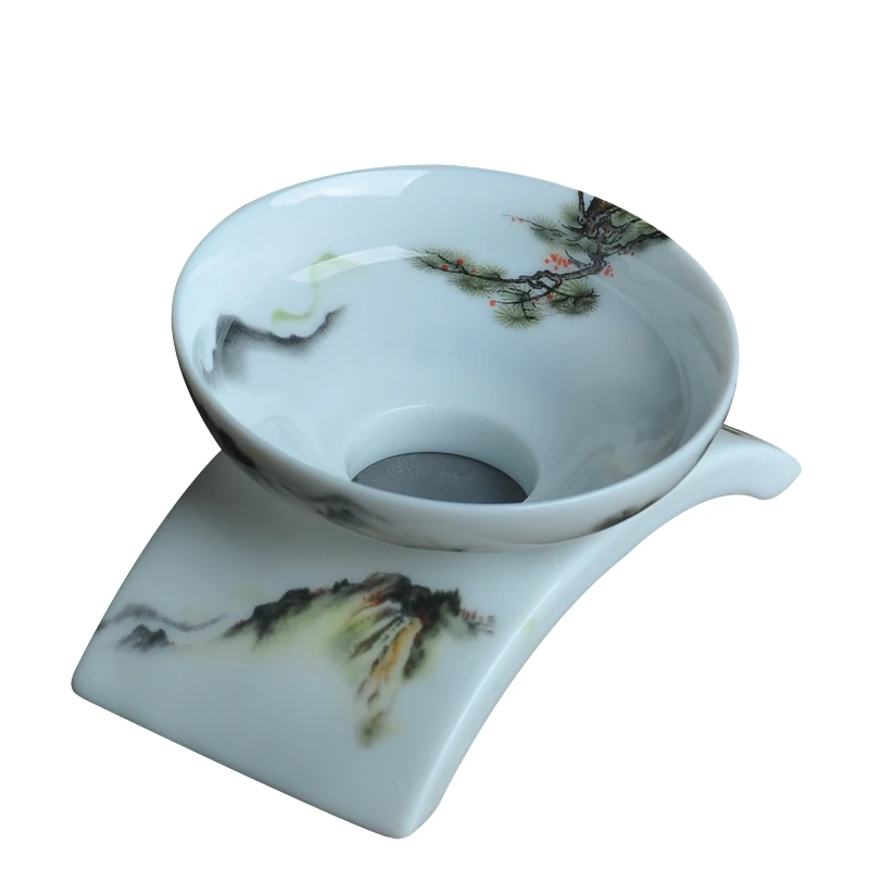 Ceramic blue- white porcelain tea filter white porcelain underglaze color tea leakage Kung Fu tea set accessories gold tea filet