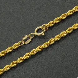 Fine Jewelry Genuine 18K Yellow Gold Necklace Wedding Engagement Twisted Singapore Chain Pure Au750 16