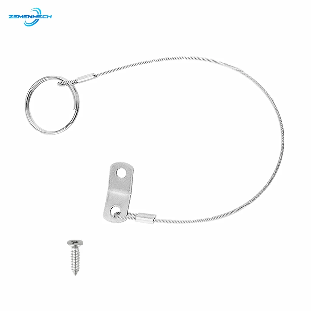 316 Stainless Steel Lanyard Cable Safety Tether Wire for Loss Prevention 1 Loop With Quick Release Ring & Rubber Coating Marine