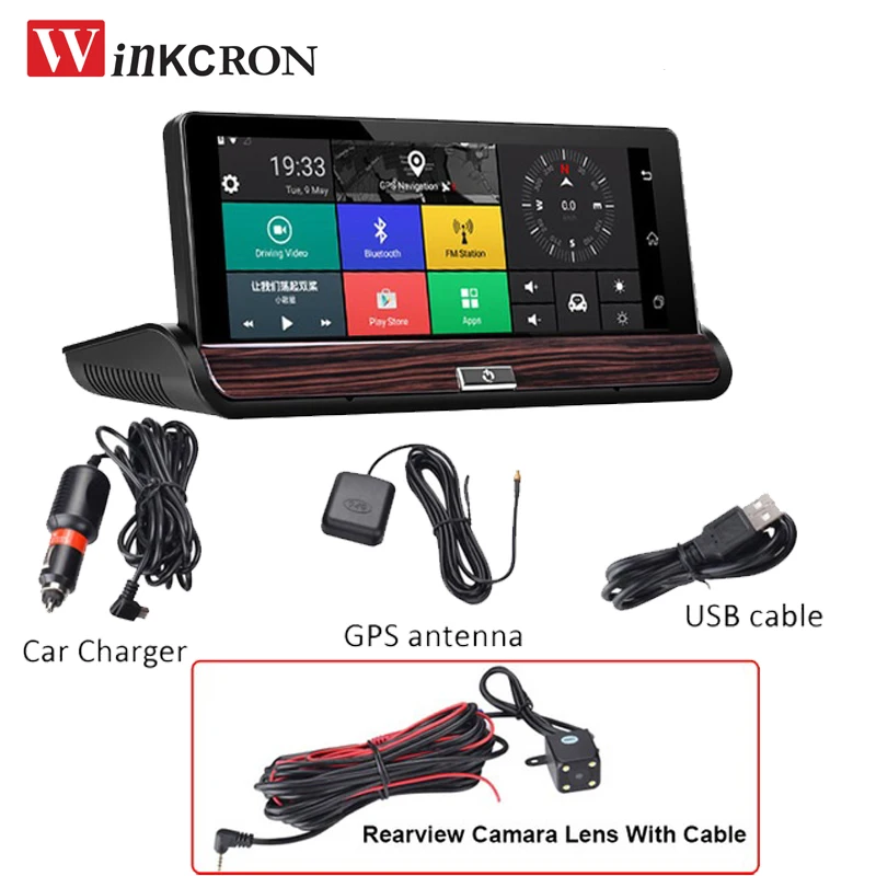 7 بوصة 4G أندرويد 8.1 نظام تحديد المواقع والملاحة سيارة DVR داش كاميرا مسجل فيديو RAN 1GB + 16GB ROM واي فاي بلوتوث عدسة مزدوجة النسخة الليلية #3