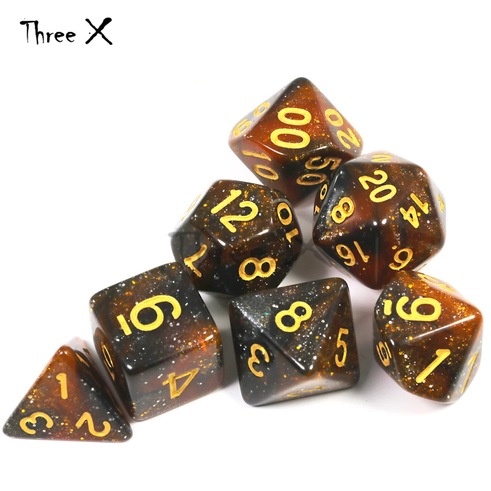 Grado superiore Mix- color Creativo Universe Galaxy Dadi Set di D4-D20 Royal Polvere di Scintillio Effetto Stupefacente per DND RPG