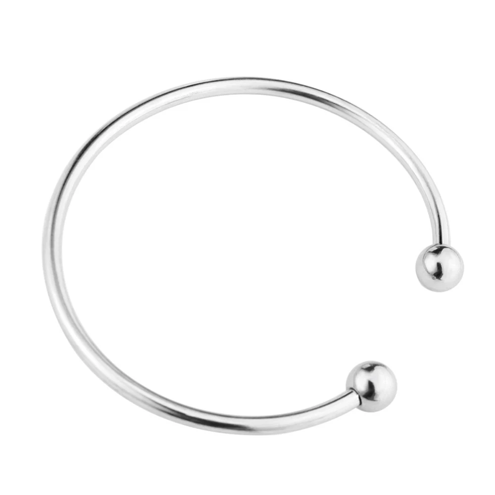 Brazalete ajustable de acero inoxidable sin tornillo, pulseras en blanco, color plateado, ajuste de la Base de la pulsera de alambre de encanto