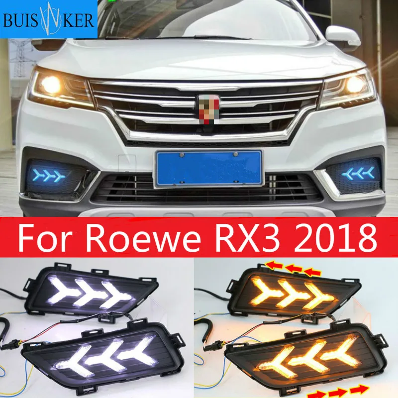 

LED DRL Fog lamp driving lights with Yellow Turn Signal Function For Roewe RX3 2018 Daytime running lights