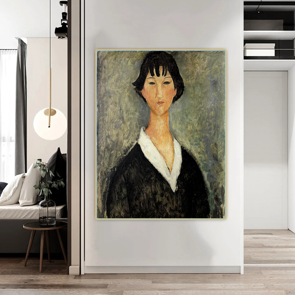 Amedeo Modigliani《Young girl with dark hair》Canvas Oil Painting Artwork Aesthetic Picture Wall Hanging Decor Home Decoration