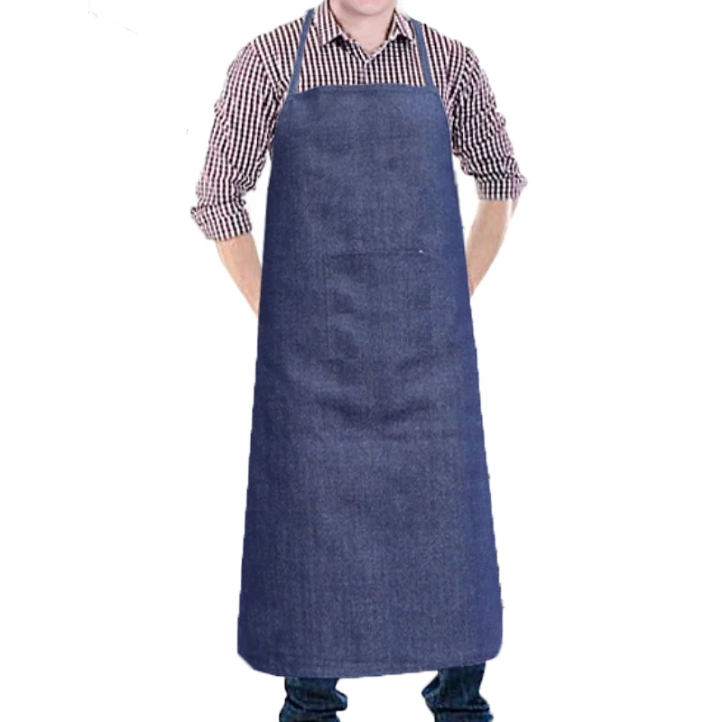 Japanese Style Sleeveless Pinafore for Men and Women, Cotton Linen Bib Apron, Denim Dress, Kitchen and Coffee Cooking, S-XL