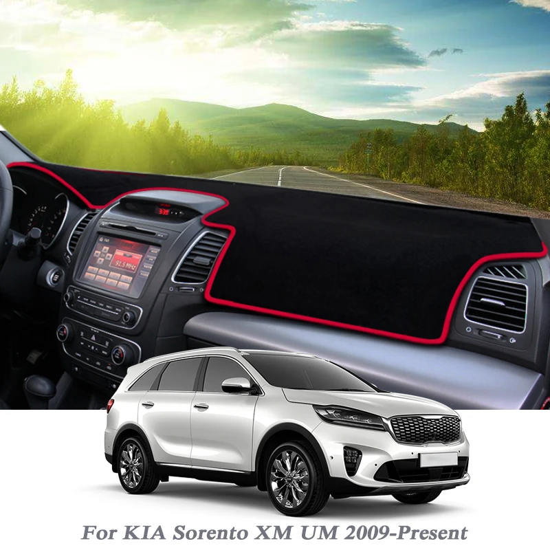 

Car Styling Dashboard Avoid Light Pad Instrument Platform Cover Mat Rose For KIA Sorento XM UM 2009-Present LHD&RHD Anti Mat