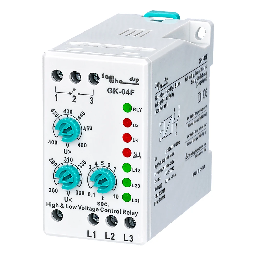 Samwha-Dsp GK-04F Phase Sequence Phase Failure Voltage Analogue Adjustable Protection Relay (3*380V Non-Neutral)