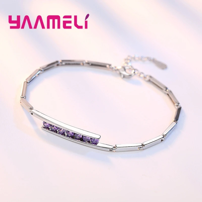 Chain 925 Sterling Silver With Purple/White Noble Luxury Style Valentine's Day Surprise Gifts For Lady Dance Partner