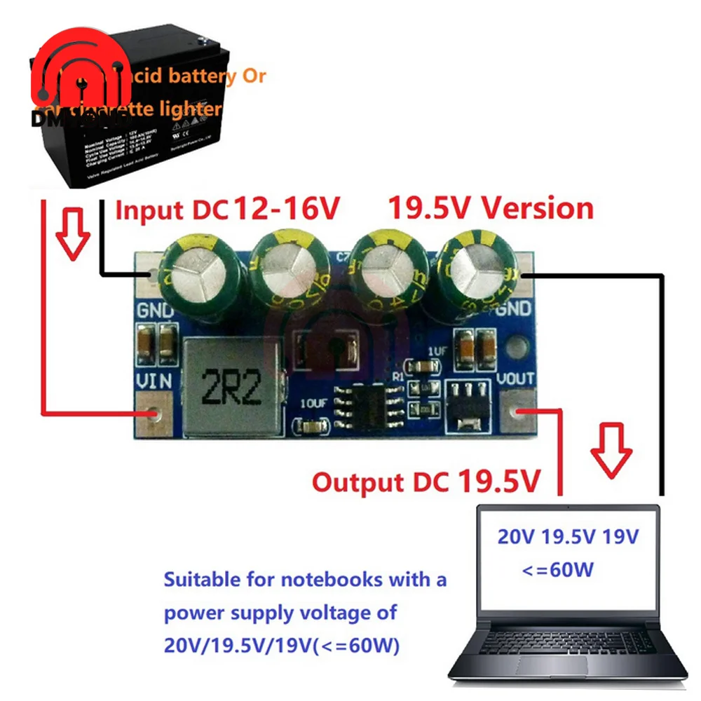 60W DC 3.7V-18V to 5V 6V 9V 12V 15V 19.5V Step-Up Boost DC DC Converter Molude for lead acid Car cigarette lighter PLC LED