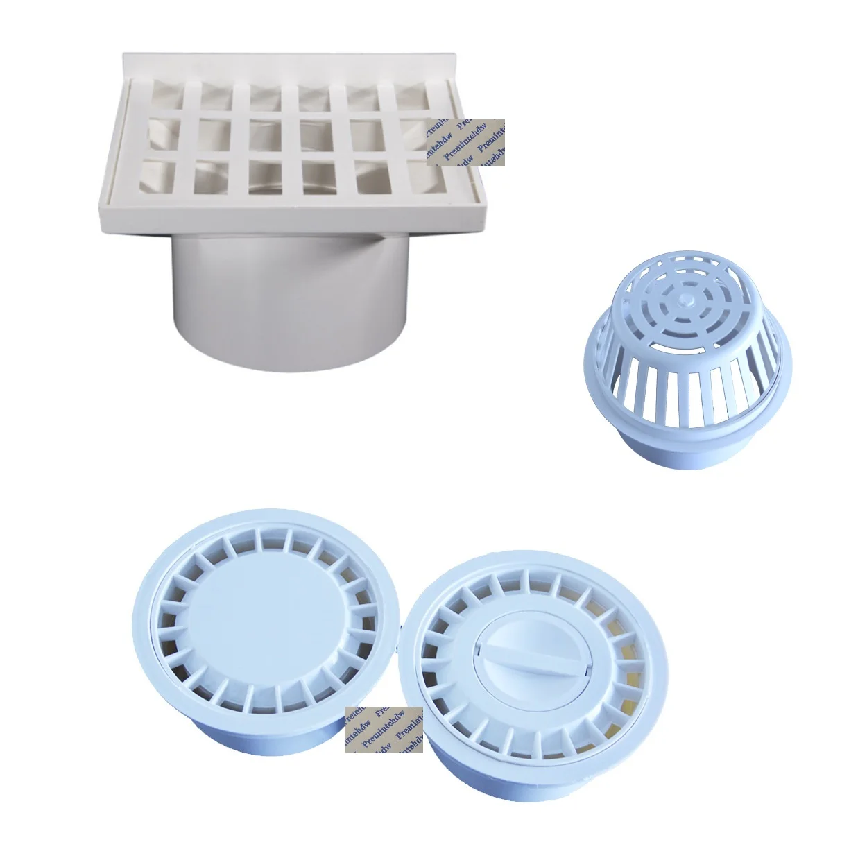 

2Pcs White PVC Plastic Atrium Balcony Downspout Wall Floor Pipe Drain Grate Cap Cover